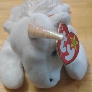 Ty White Unicorn Plush with Shimmering Horn